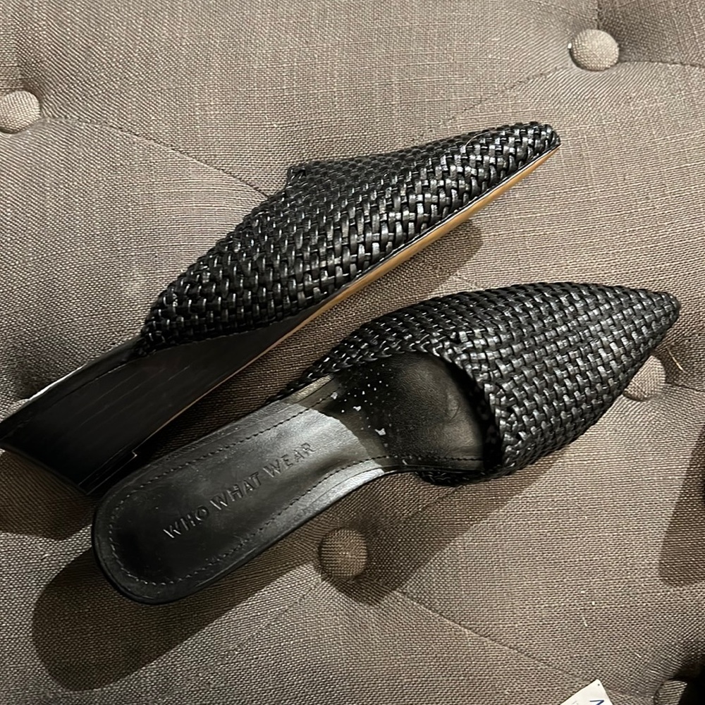 Who What Wear Black Woven Mules